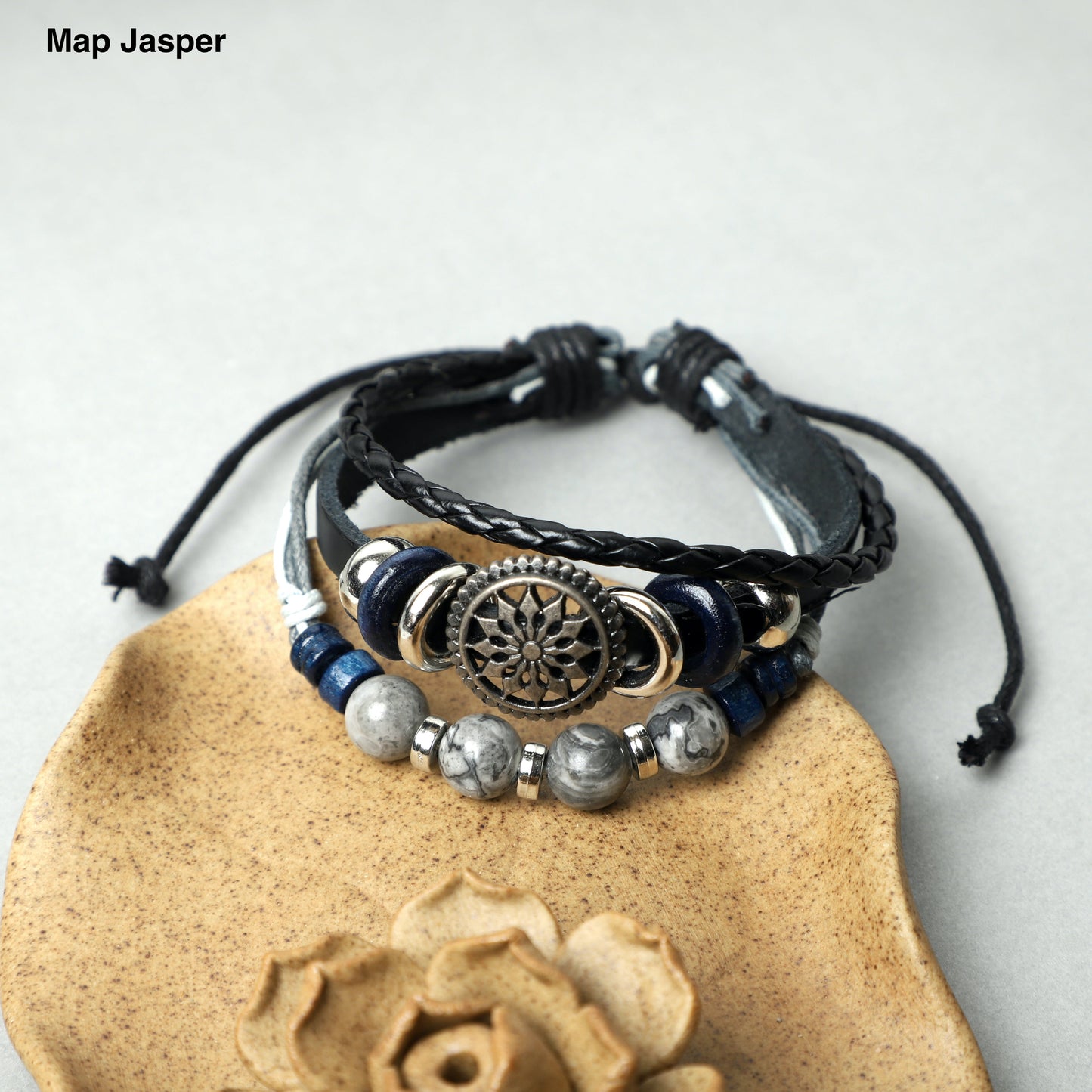 Leather Bracelets  (8mm Lava Rock , gemstone beads) ROLA DIRECT BUY