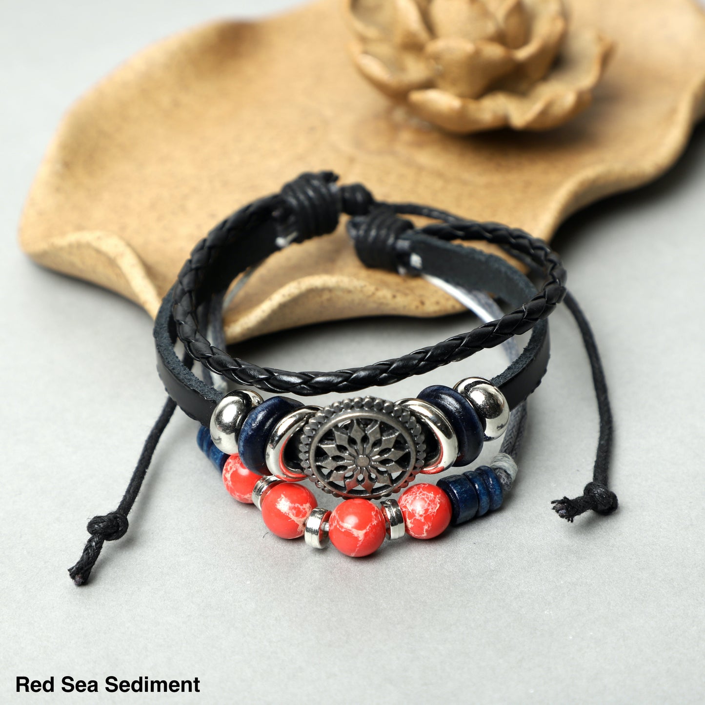 Leather Bracelets  (8mm Lava Rock , gemstone beads) ROLA DIRECT BUY