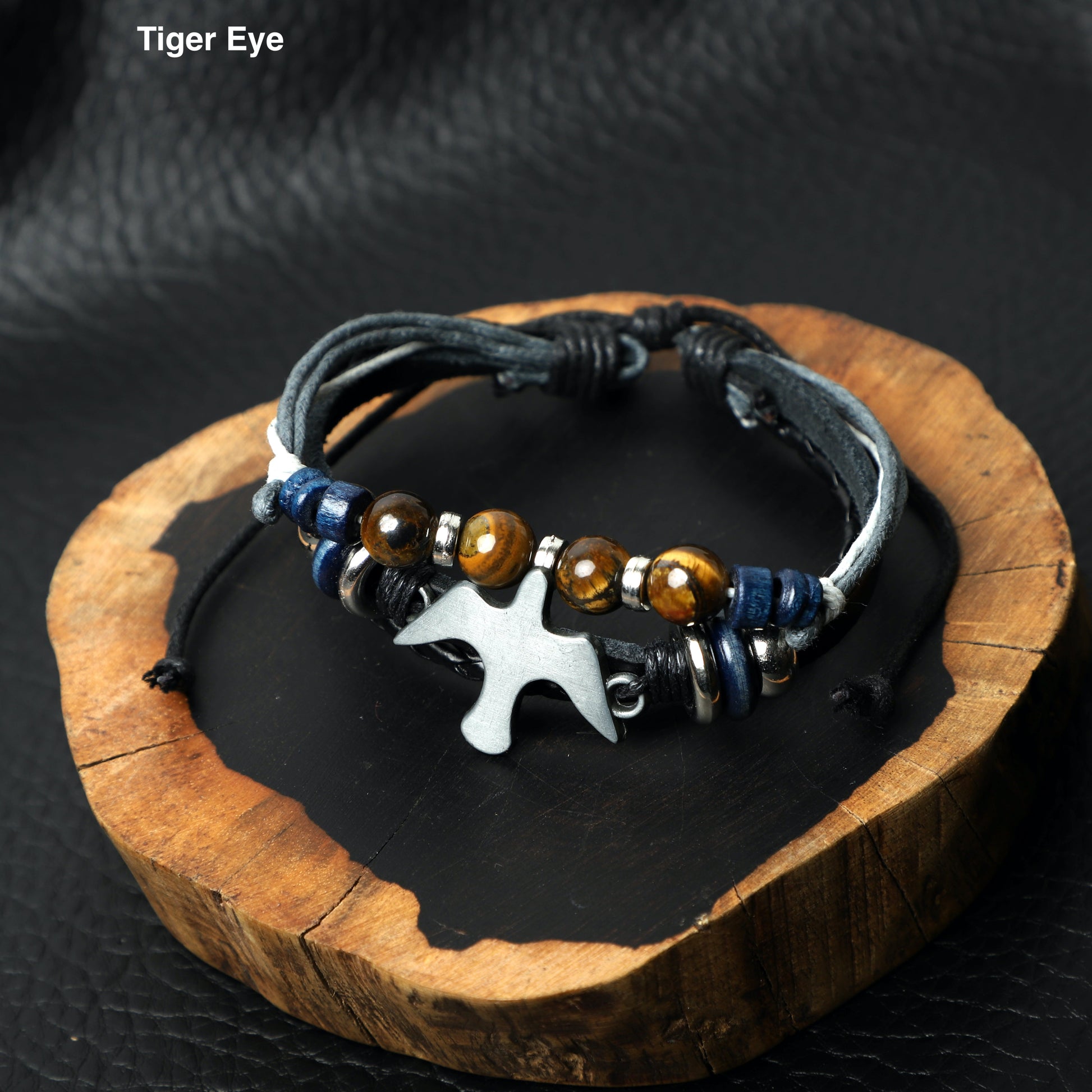 "Peace Dove"Leather Bracelets  (8mm Lava Rock  beads) ROLA DIRECT BUY