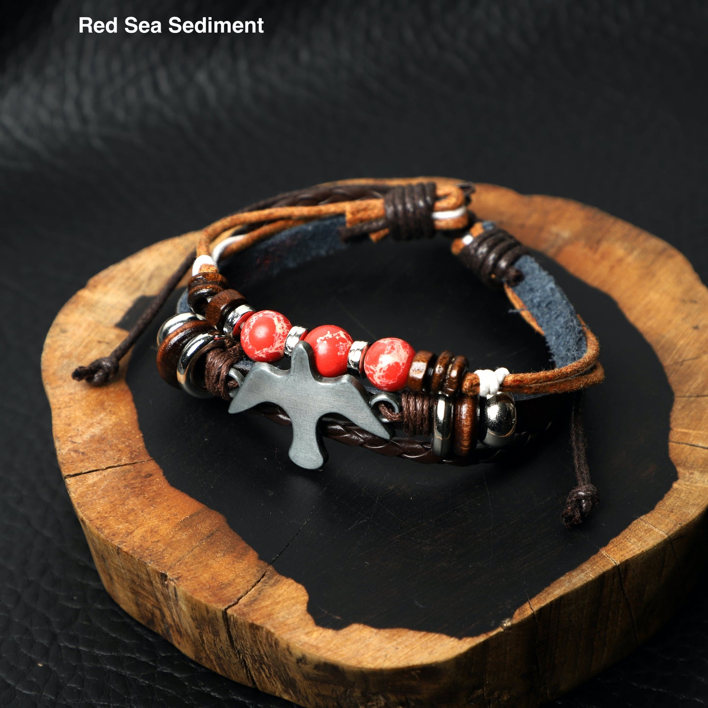 "Peace Dove"Leather Bracelets  (8mm Lava Rock  beads) ROLA DIRECT BUY