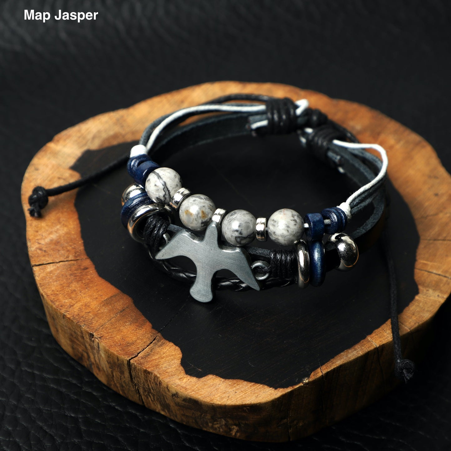 "Peace Dove"Leather Bracelets  (8mm Lava Rock  beads) ROLA DIRECT BUY