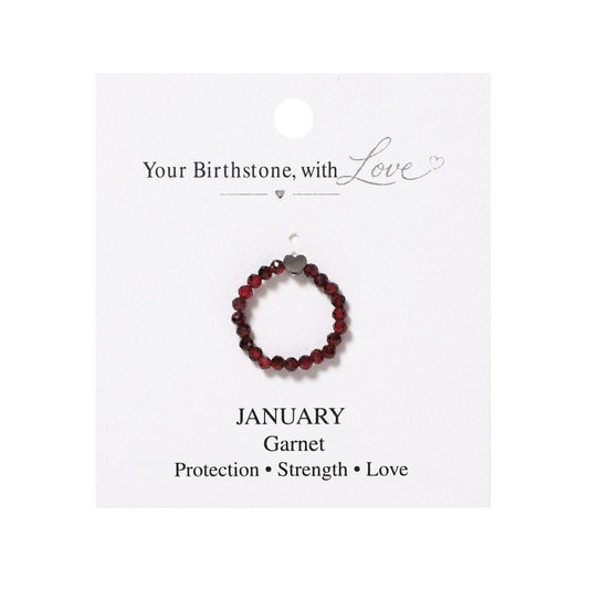 12 Styles Birthstone Rings Natural Gemstone Beaded | Love & Protection | Wholesale Bulk Pricing