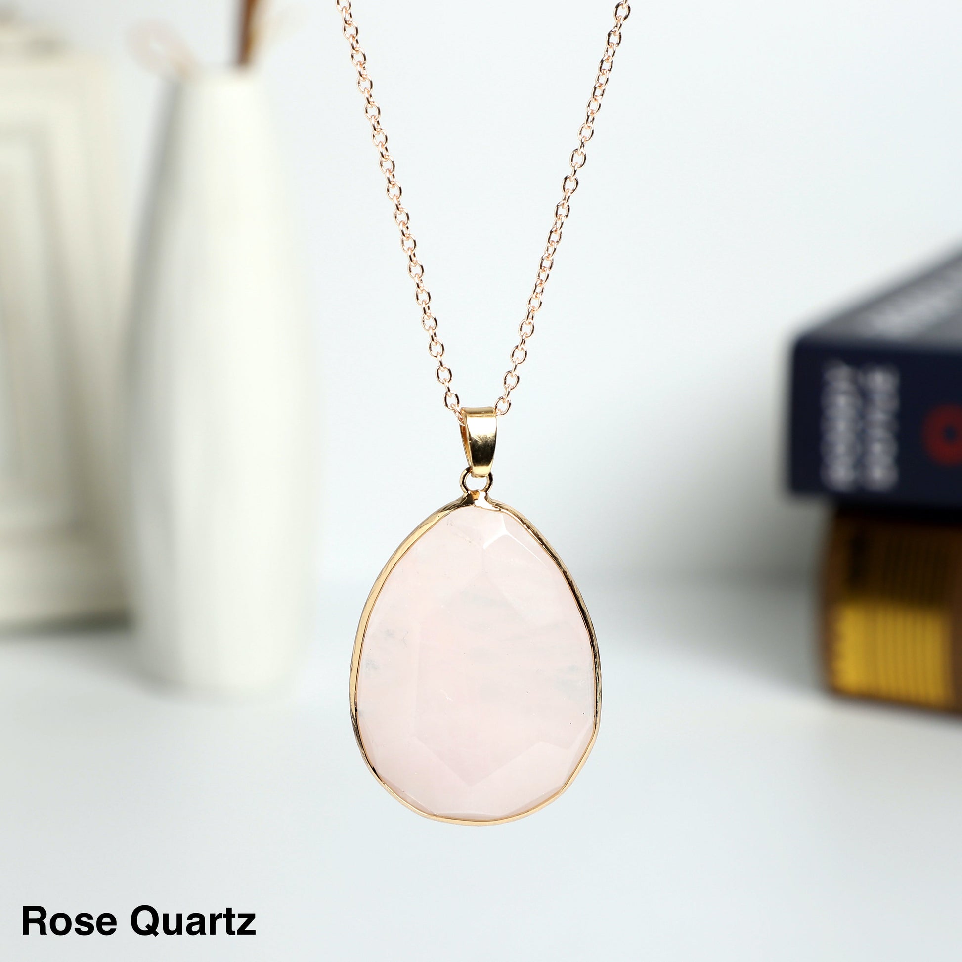 Rose Quartz Pear Shaped Necklace Pendant ROLA DIRECT BUY