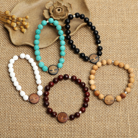 "The Tree of Life"  Bracelets ( 8mm Lava, Wooden, Gemstone beads ) ROLA DIRECT BUY