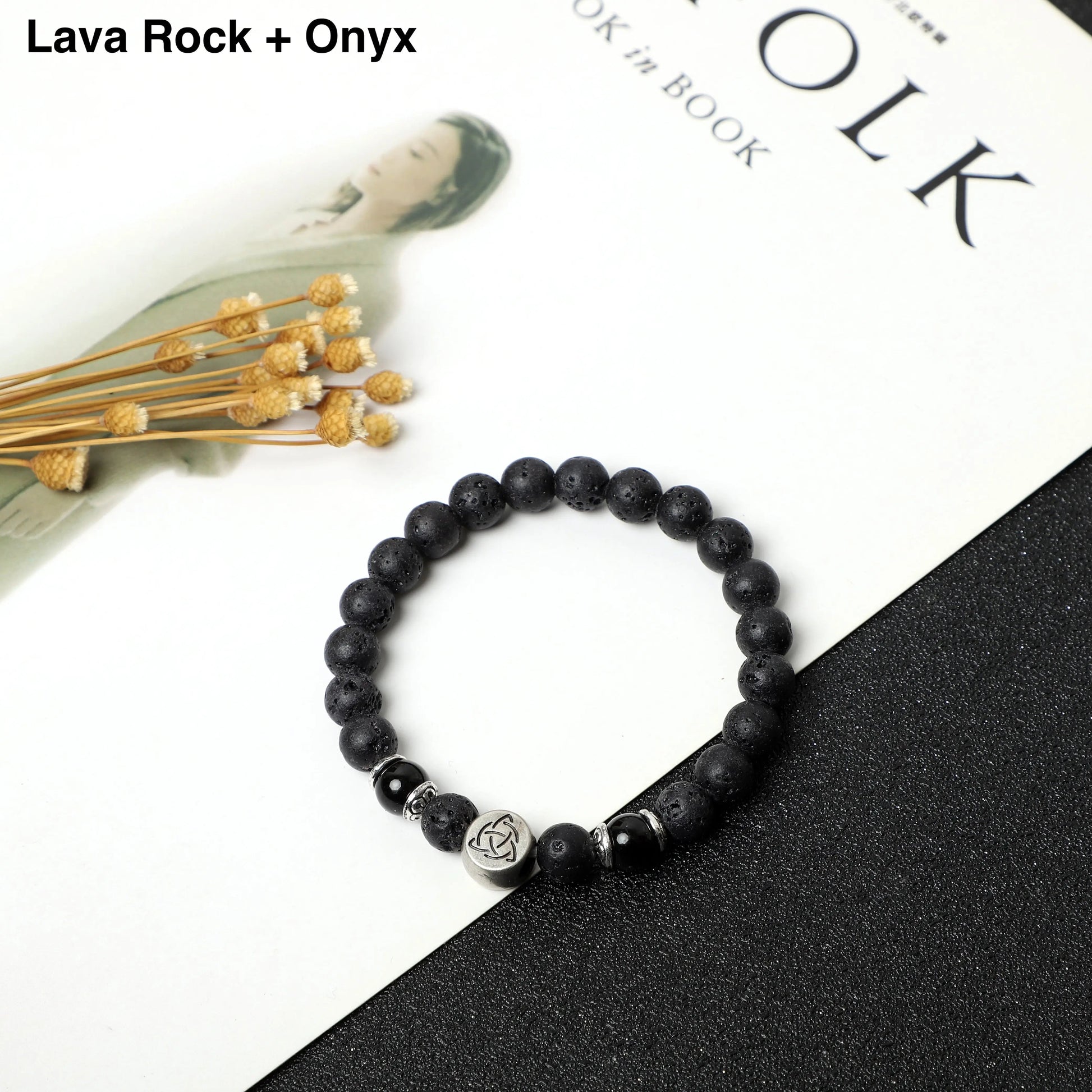 "Triquetra "symbol Bracelets (Wood, Lava Rock beads) ROLA DIRECT BUY