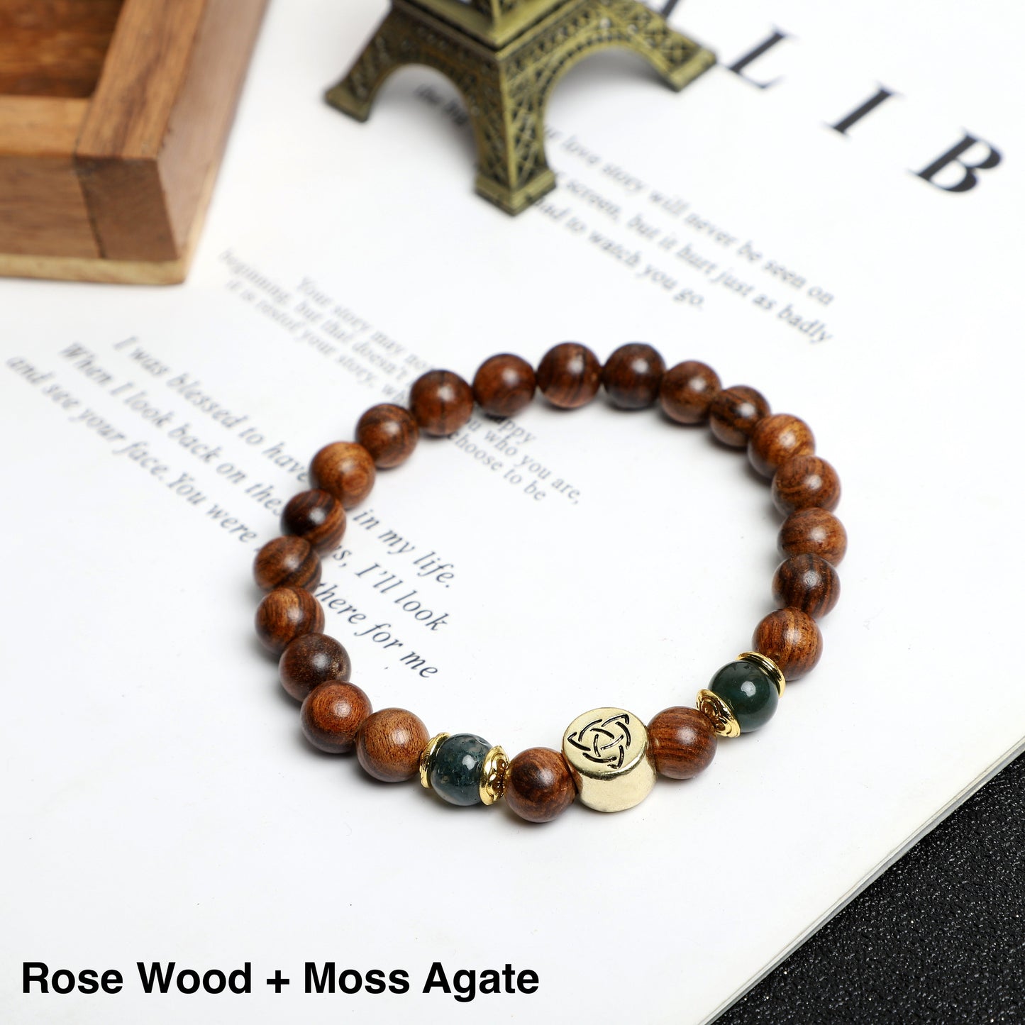 "Triquetra "symbol Bracelets (Wood, Lava Rock beads) ROLA DIRECT BUY