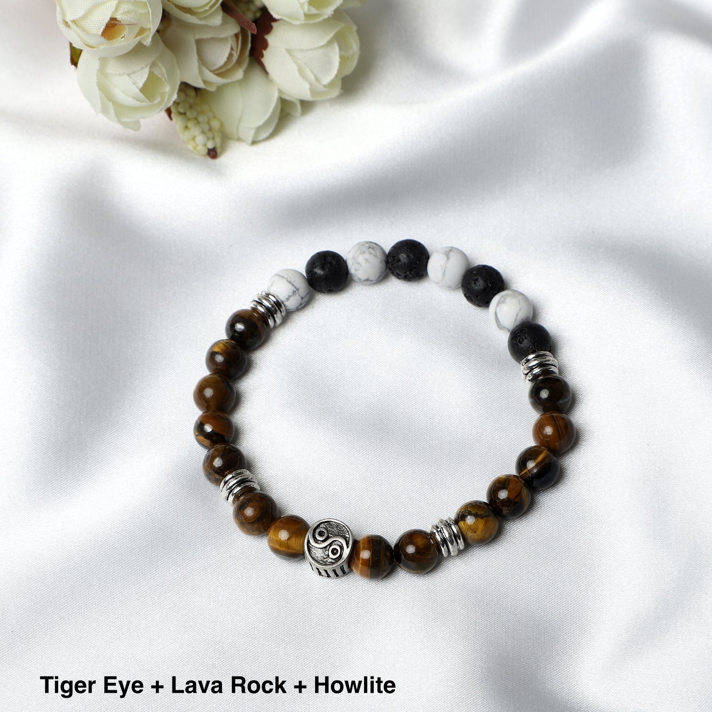 YIN YANG Bracelet (  8mm Lava Rock, Gemstone beads) ROLA DIRECT BUY