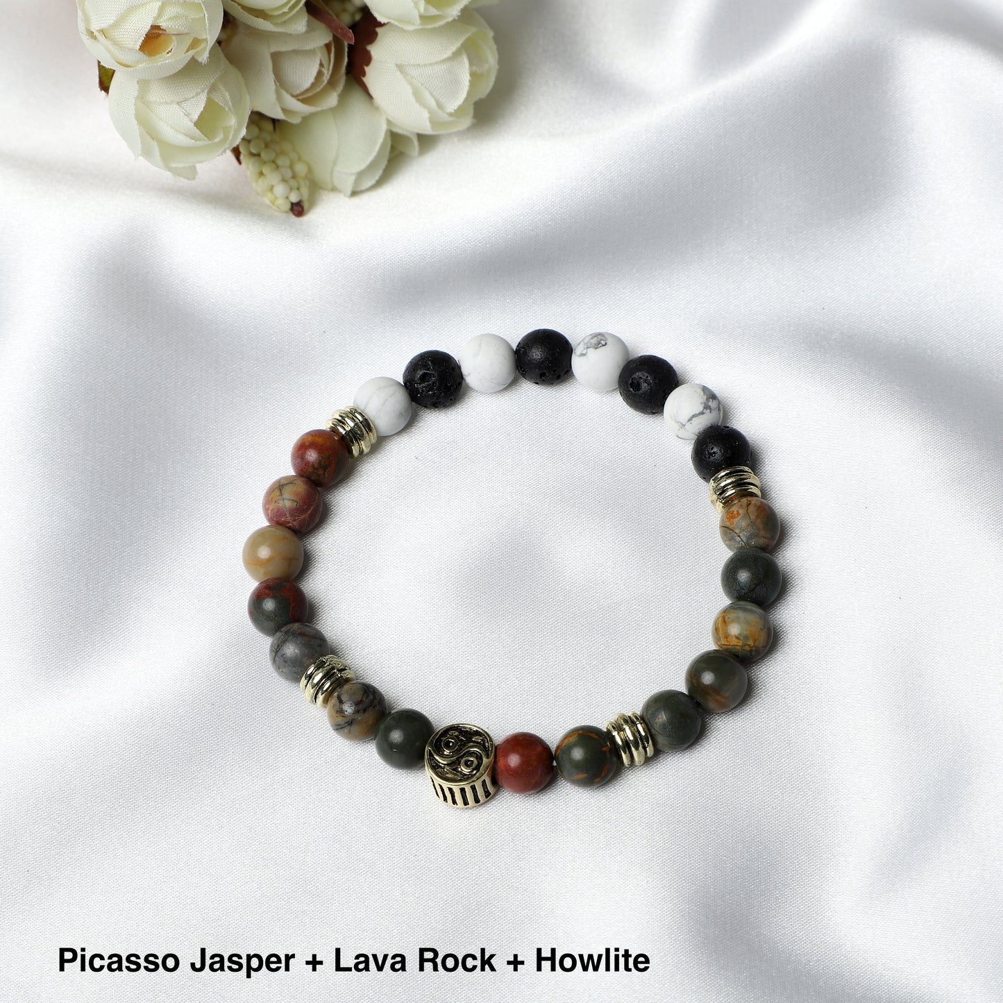 YIN YANG Bracelet (  8mm Lava Rock, Gemstone beads) ROLA DIRECT BUY