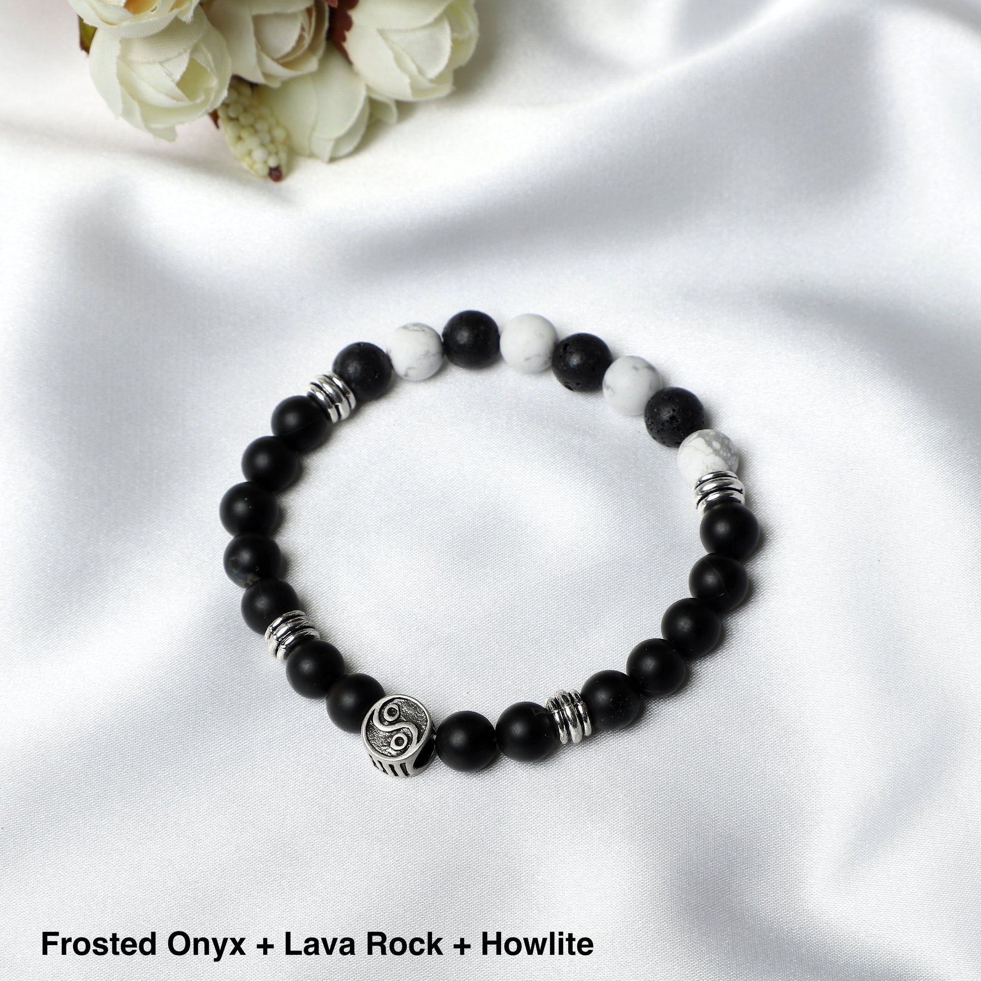 YIN YANG Bracelet (  8mm Lava Rock, Gemstone beads) ROLA DIRECT BUY