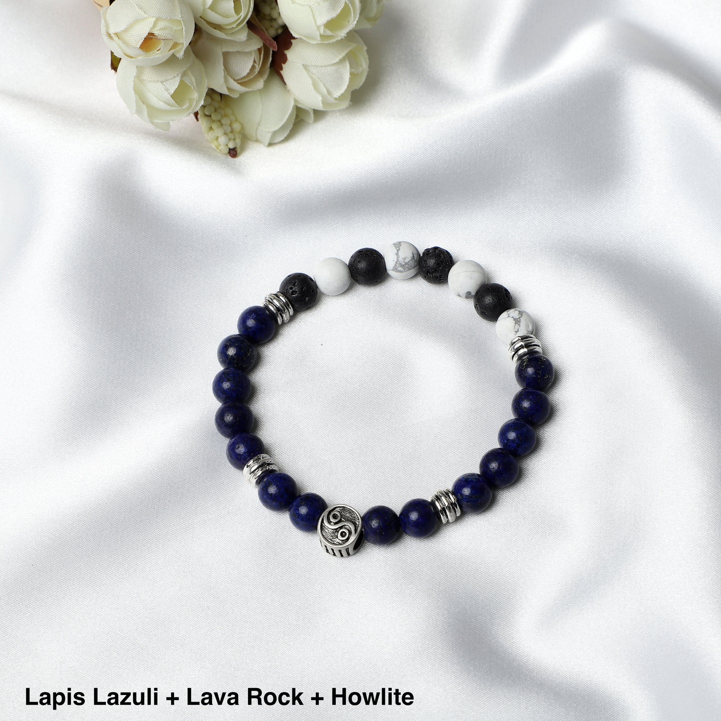 YIN YANG Bracelet (  8mm Lava Rock, Gemstone beads) ROLA DIRECT BUY
